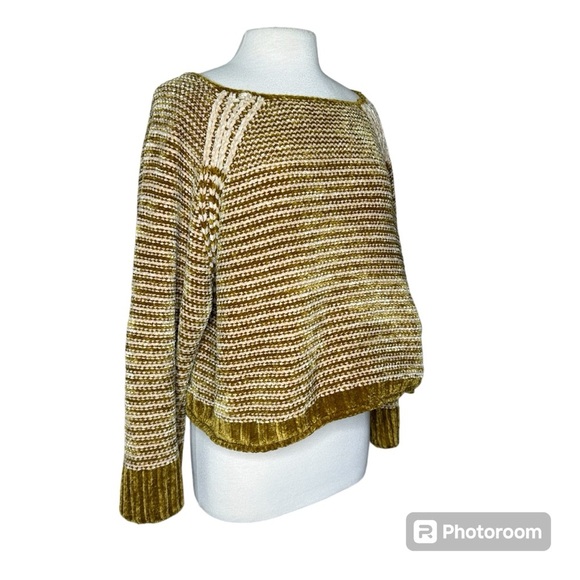 Anthropologie by Moth Chenille Sweater boxy striped large - Picture 5 of 7